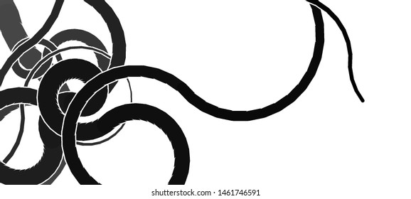 Vector illustration of a strange doodle structure consisting of a randomly intertwined rounded curves on a white background.