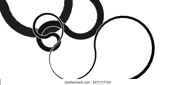 Vector illustration of a strange doodle structure consisting of a randomly intertwined rounded curves on a white background.