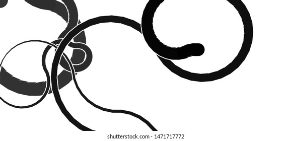 Vector illustration of a strange doodle structure consisting of a randomly intertwined rounded curves on a white background.