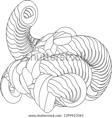 Vector illustration of a strange doodle structure consisting of geometric shapes on a white background. Suitable as a template for a coloring book.
