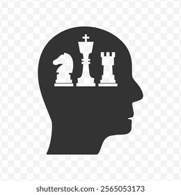 Vector illustration of strategic thinking icon in dark color and transparent background(PNG).