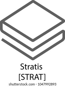 Vector Illustration Of Stratis STRAT Cryptocurrency Coin / Virtual Money Icon / Logotype In Black and White