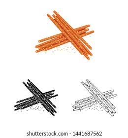 Vector illustration of straw and snack symbol. Collection of straw and appetizer stock vector illustration.