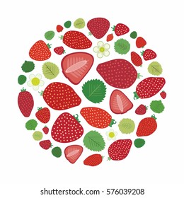 vector illustration of  strawberries in circle shape design 