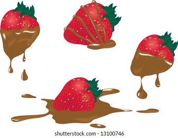 Vector illustration of strawberries dipped in chocolate