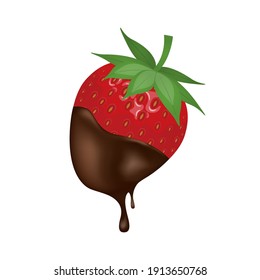 Vector illustration of strawberries in milk chocolate.