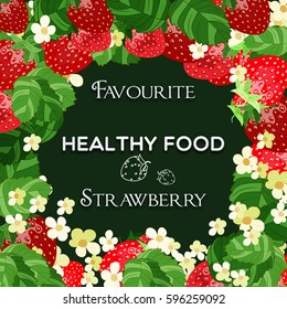 Vector illustration of strawberry berries. healthy food.