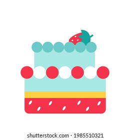 Vector illustration of strawberry cake isolated on white background.