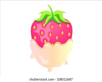 Vector illustration of strawberry in cream