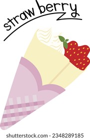 Vector illustration of strawberry crepe