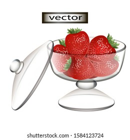 Vector illustration strawberry dessert in a bowl delicious and healthy Breakfast of berries