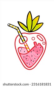 vector illustration of strawberry drink icon