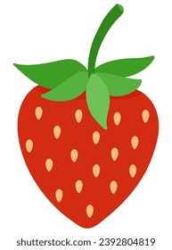 Vector illustration of strawberry in flat design isolated on white background.