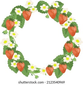 Ilustración vectorial del marco floral de fresa y fresa