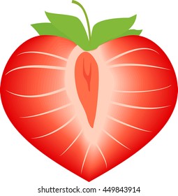 Vector illustration of strawberry in form heart