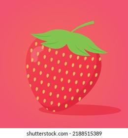 vector illustration of strawberry fruit with cartoon style
