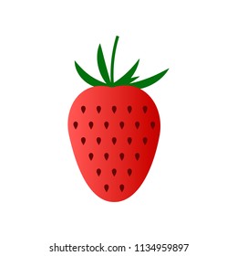 Vector illustration of a strawberry. Fruit icon. Colorful flat design element for web sites banners, infographics, printed materials.