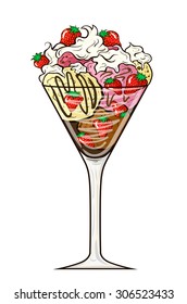 Vector illustration of strawberry ice cream