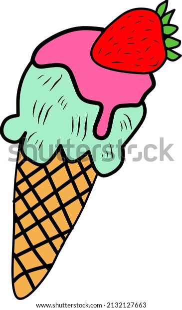 Vector Illustration Strawberry Ice Cream Stock Vector Royalty Free