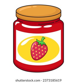 Vector illustration of strawberry jam, graphic and flat design