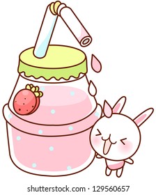 A vector illustration of strawberry juice