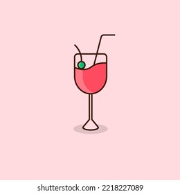 Vector illustration of strawberry juice which is suitable for use as a sticker, especially in summer. flat design