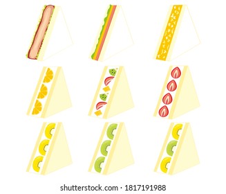 Vector illustration of strawberry, kiwi and orange fruit sandwich