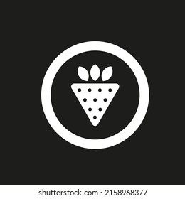 Vector illustration strawberry. Logo strawberry in circle, color white flat style