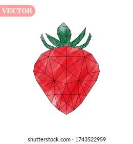 Ilustración vectorial de fresa en bajo estilo de poli sobre fondo blanco. Imagen aislada de los pechos de berry roja10