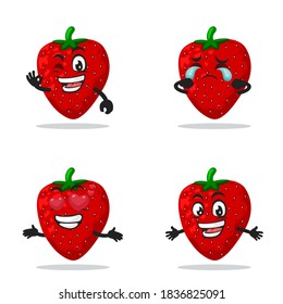 vector illustration of strawberry mascot or character collection set with expression theme