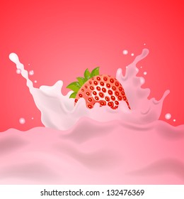 Vector Illustration of a Strawberry Milk Splash