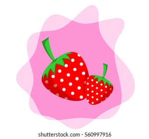 Vector illustration of strawberry on white background. Strawberry icon.