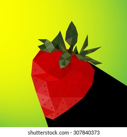 Vector illustration of a strawberry rendered in a geometric style