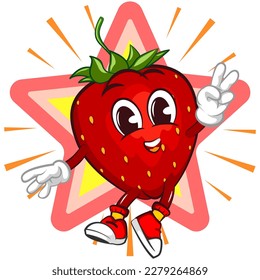 vector illustration of strawberry to star mascot character