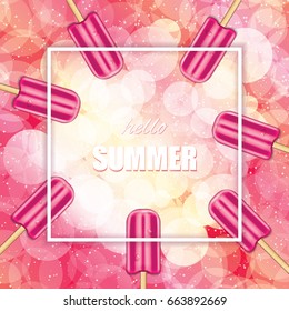 Vector illustration of strawberry stick ice cream.