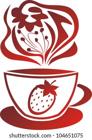 Vector illustration of strawberry tea