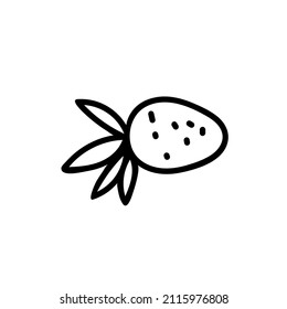 Ilustración vectorial de una fresa para el día de San Valentín con una línea negra en un fondo aislado.Imagen simple, festiva al estilo de doodle.Diseño para tarjetas, pegatinas, afiches, web, empaque.