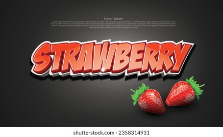 vector illustration strawberry word creative lettering banner design element,use for strawberry extract product marketing backdrop and label and advertising.