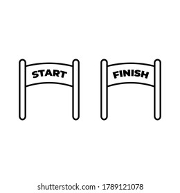 Vector illustration of streamers of Start and Finish in cartoon style.