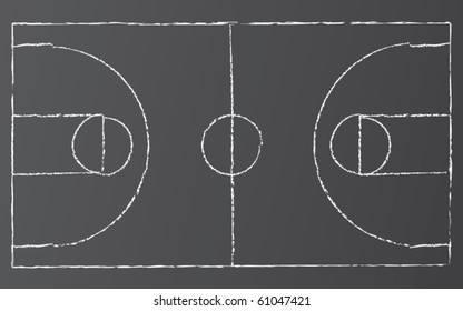 Vector illustration of street basketball court on blacktop.