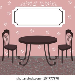 vector illustration of street cafe with signboard
