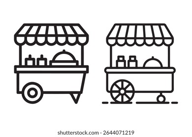 Vector illustration of street food carts in monochrome