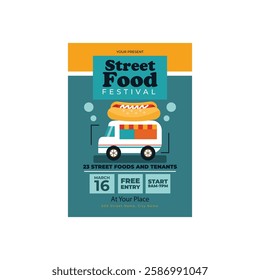 Vector illustration of street food flyer poster template design