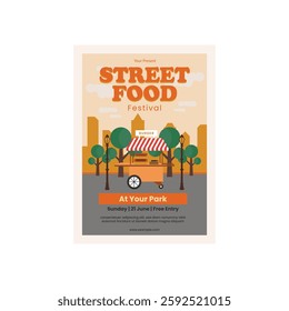 Vector illustration of street food flyer poster template design