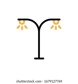 Vector illustration, street lamp icon. Line and two colour design template