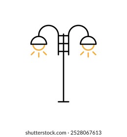 Vector illustration, street lamp icon. Line and two colour design template