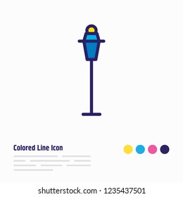 Vector illustration of street light icon colored line. Beautiful infrastructure element also can be used as streetlamp icon element.