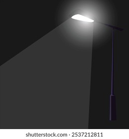 A vector illustration of a street light stand with a spotlight, showcasing a modern design. Ideal for urban-themed visuals, nighttime scenes, and architectural projects needing clean