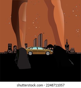 Vektorgrafik: Straßenprostituierte nachts.