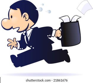 vector illustration of stressed business man running